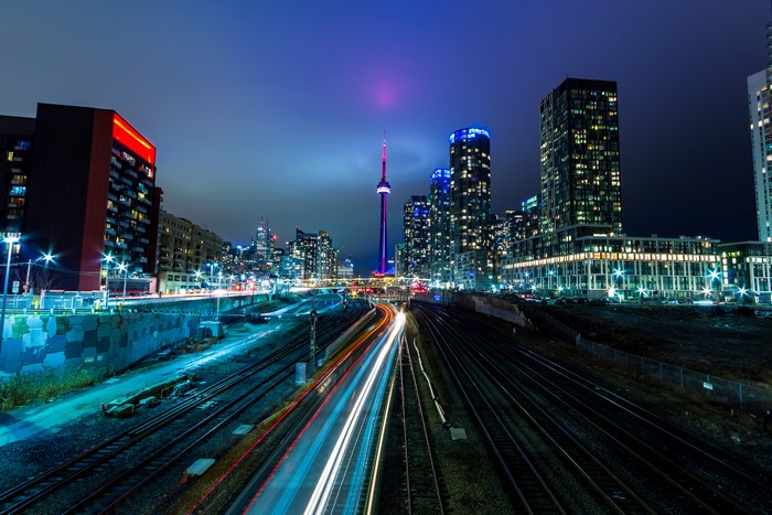 Toronto Skyline with CN Tower at Night
