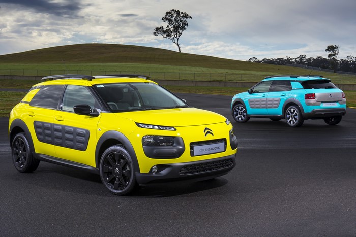Two Citroen C4 Cactus cars, yellow and light blue