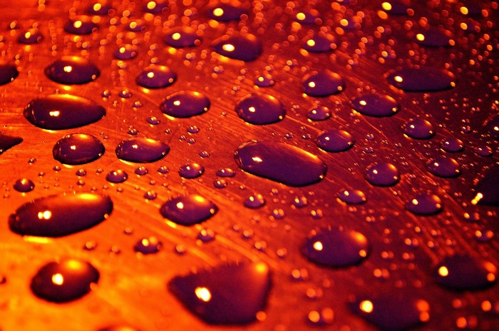 Water drops on a textured surface