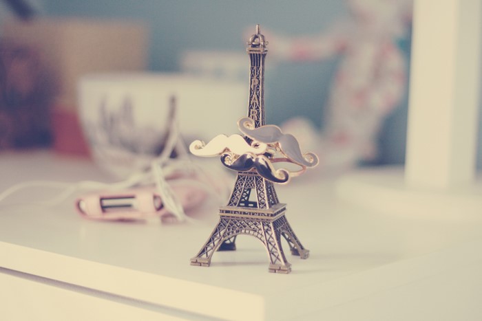 Eiffel Tower Souvenir with Mustache Rings