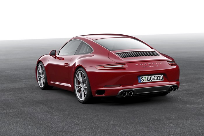 Porsche 911 Carrera S Coupe, wine color, back view