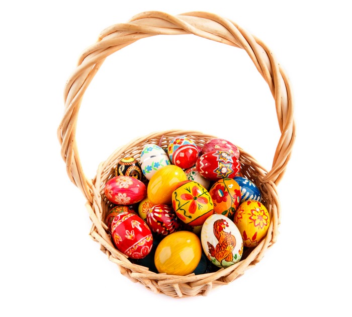 Easter eggs in a wicker basket