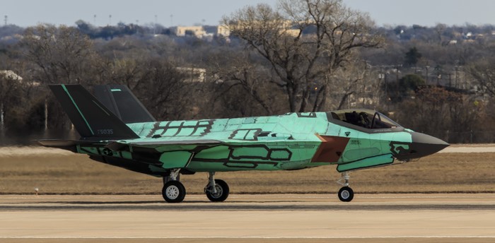 F-35A Lightning II fighter jet on tarmac