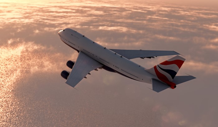 British Airways Airplane Flying Above Clouds