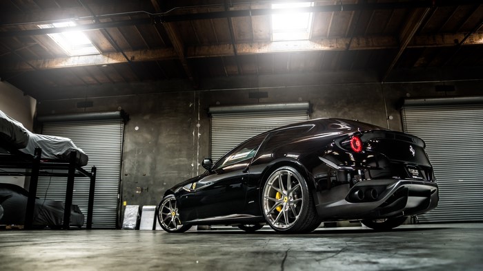 Black Ferrari FF in a garage