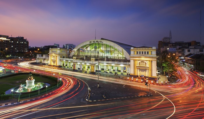 Hua Lamphong Train Station at Night, Bangkok, Thailand
