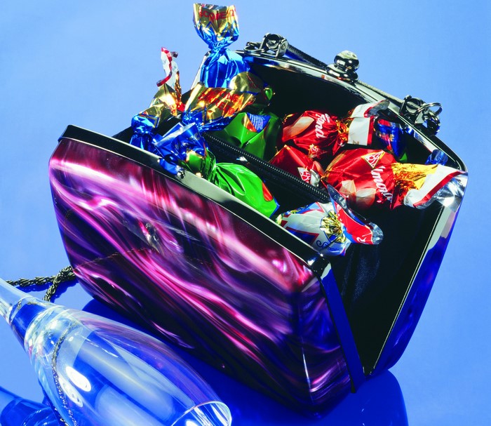 Handbag filled with assorted candies