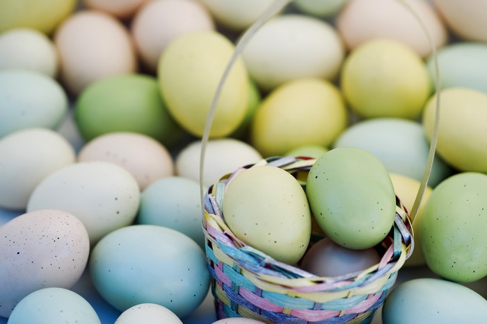 Easter Eggs in a Wicker Basket