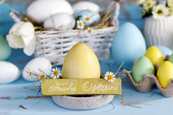 Easter Eggs in Wicker Basket