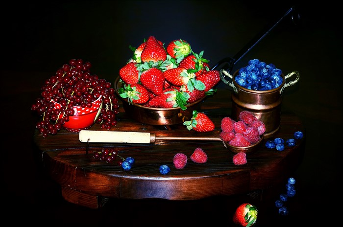 Assortment of Fresh Berries and Strawberries