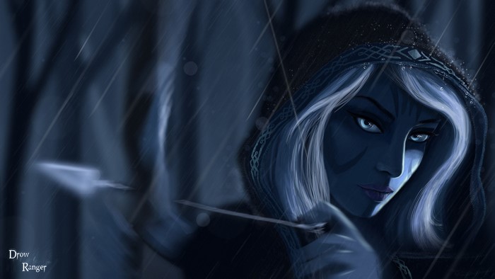 Drow Ranger from DOTA 2 with a bow and arrow