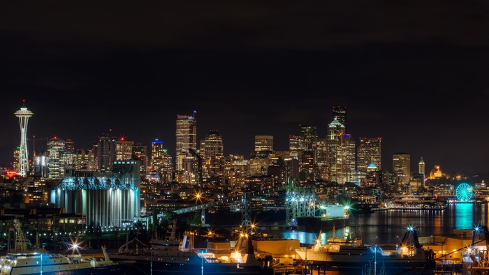Seattle Skyline at Night with Space Needle