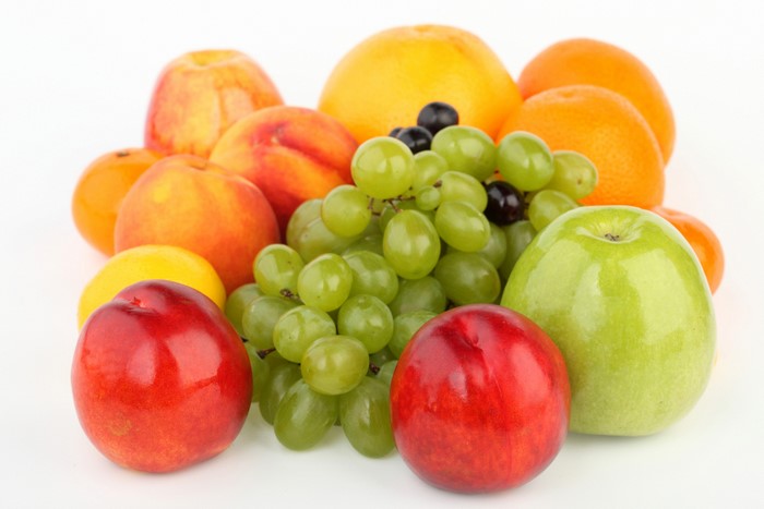 Fruit: Grapes, Apples, Peaches, Oranges, Lemon