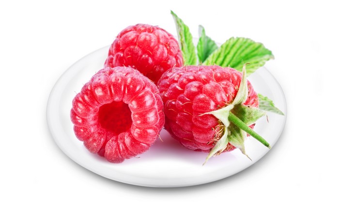 Raspberries on a White Plate