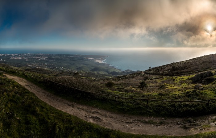 Panoramic view of Lisbon coast from a hill