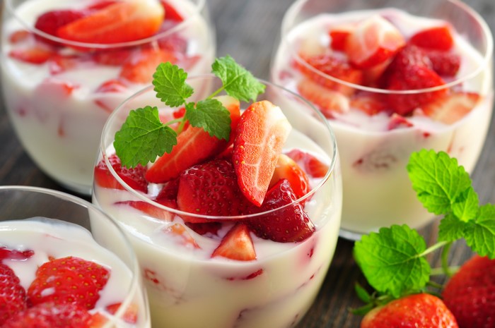 Strawberry Yogurt Desserts in Glasses