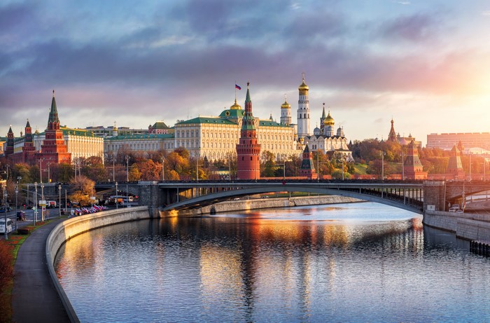 Moscow Kremlin and Moskva River with Bridge