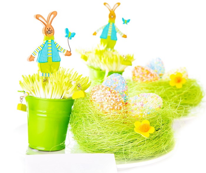 Easter bunnies and eggs decoration