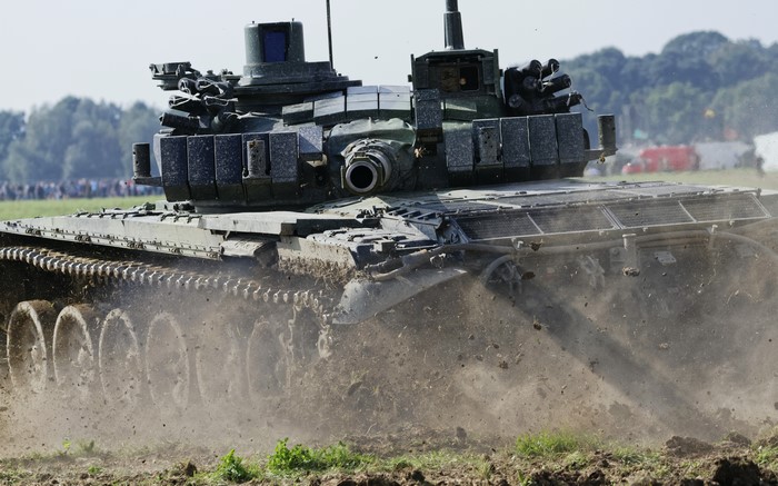 T-72M Tank Driving Through Mud