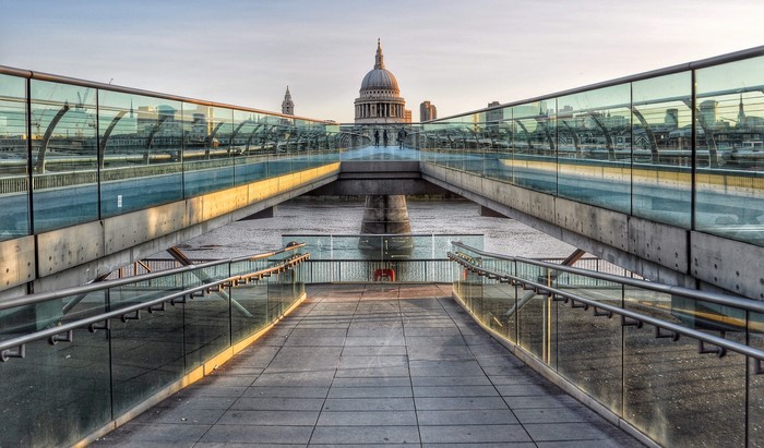 Millennium Bridge Leading to St Paul Cathedral in London