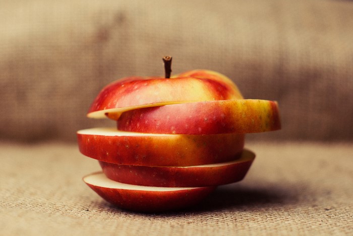 Sliced Apple on Burlap