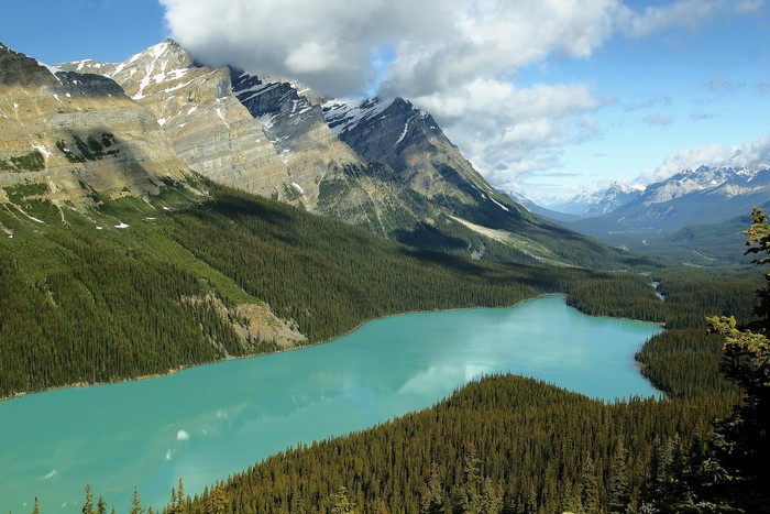 Turquoise Lake and Mountains in Banff National Park, Canada