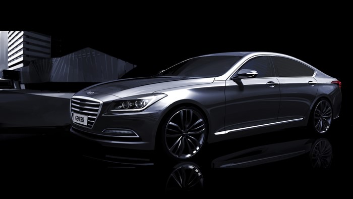 Genesis G90 sedan on a dark background