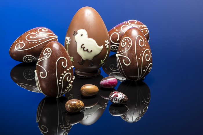 Easter chocolate eggs with chick design