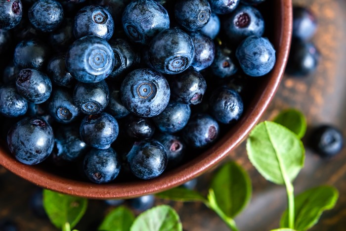 Blueberries in a bowl, closeup
