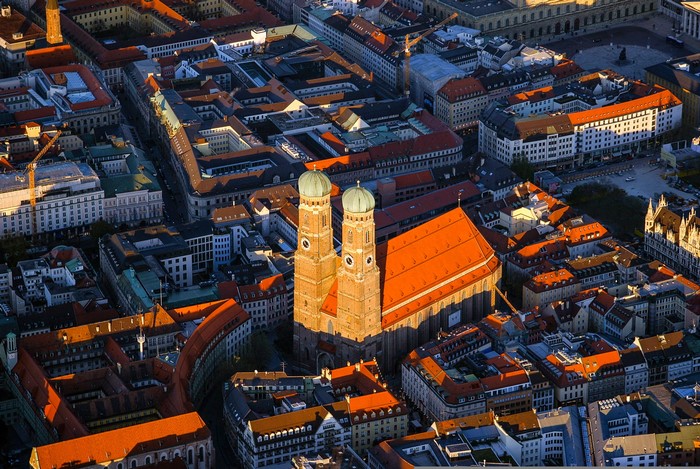 Aerial view of Munich Frauenkirche, Germany