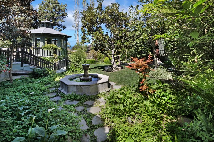 Garden with Gazebo and Fountain in Laguna Beach, USA