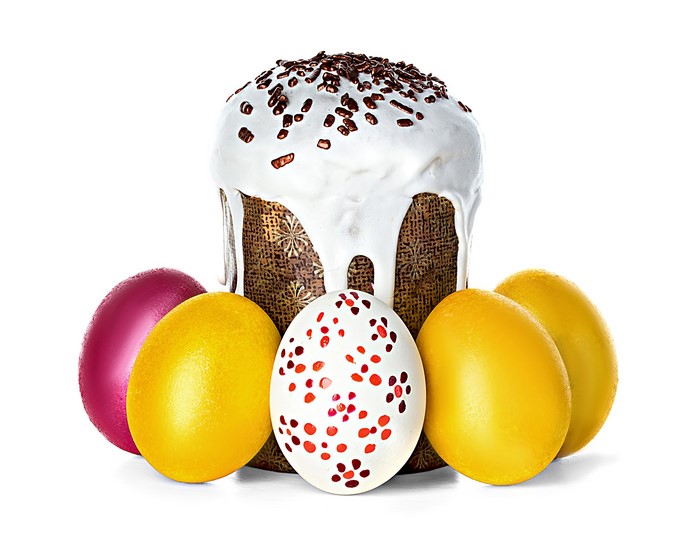 Easter Kulich with Decorated Eggs