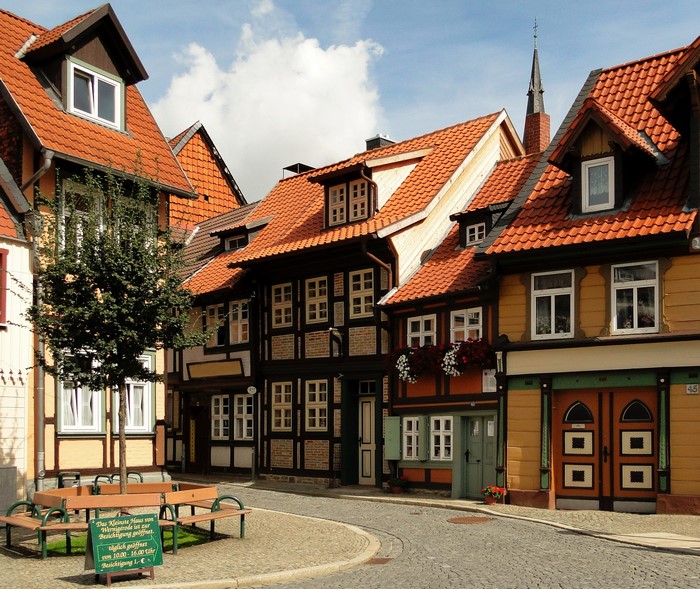 Wernigerode, Germany Street with Historic Houses