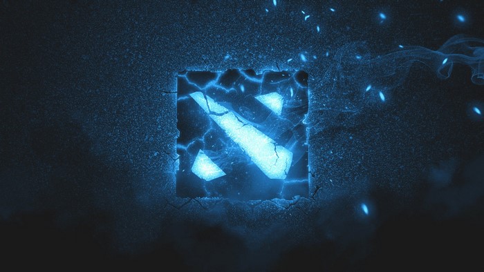 Dota 2 logo emblem with blue energy and cracks