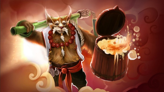 Brewmaster from DOTA 2 with a barrel of beer