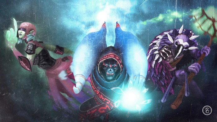 Dota 2 characters: Death Prophet, Witch Doctor, and Lich