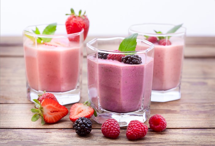 Berry Smoothies with Strawberries, Blackberries, and Raspberries