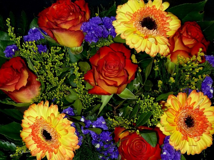 Bouquet of Red Roses and Yellow Gerbera Daisies