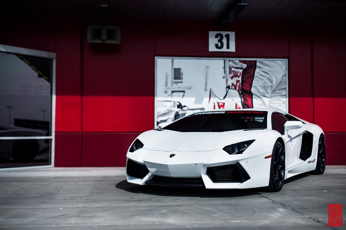 White Lamborghini Aventador 4K