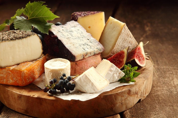 Assortment of Cheeses with Grapes and Figs