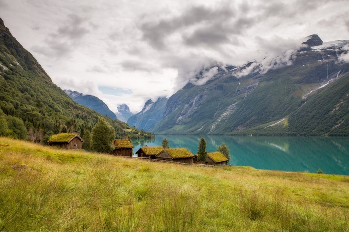 Lovatnet Lake Norway Mountains Lake Clouds