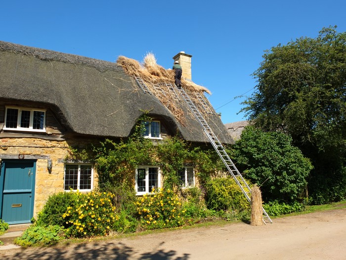 Thatched cottage roof repair in the Cotswolds, UK