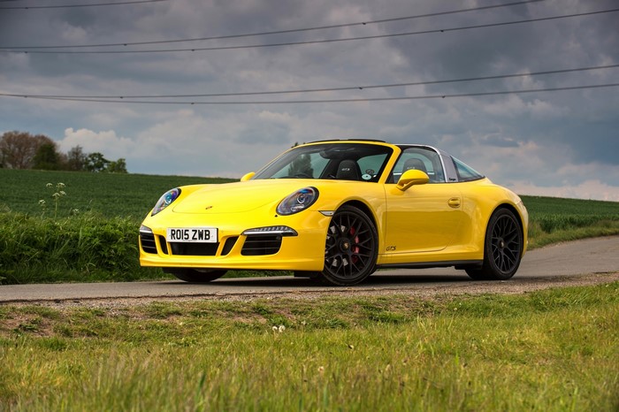 Yellow 2015 Porsche 911 Targa 4 GTS UK-spec