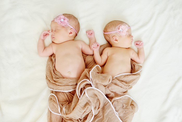 Two Newborn Twins Sleeping