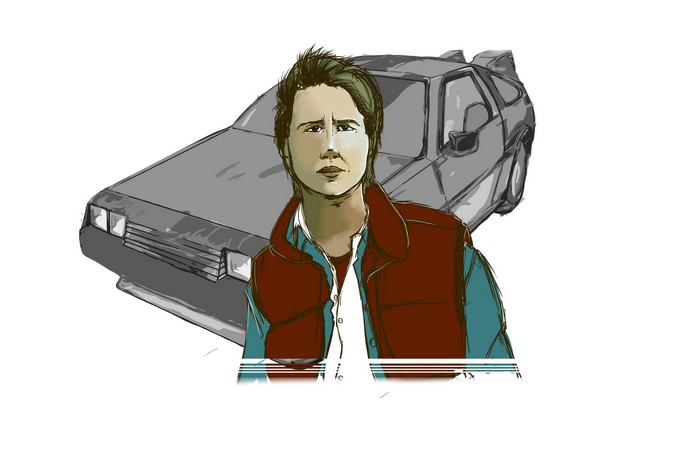 Marty McFly from Back to the Future with DeLorean