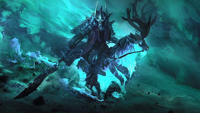 Undead warrior on a spectral horse with a sword