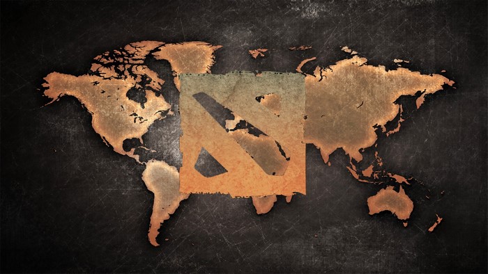 Dota 2 logo on world map