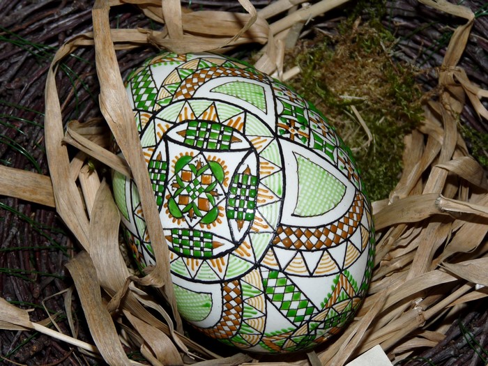 Decorated Easter Egg in a Nest
