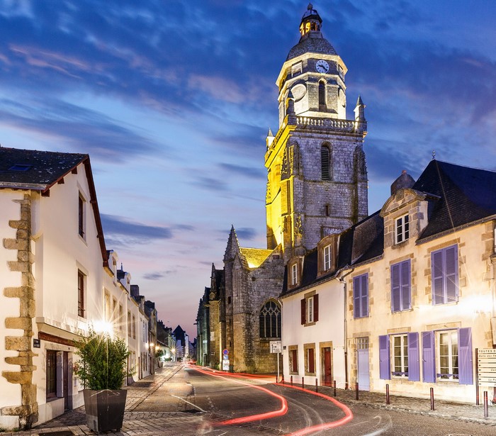 Street in Le Croisic, France at Dusk