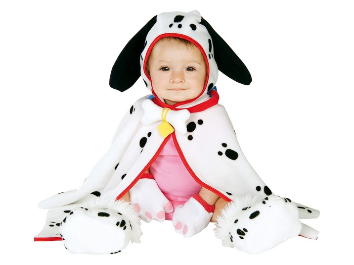 Baby in a Dalmatian costume
